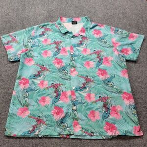 DC Batman Classic TV Series Surfing Joker Hibiscus Floral Shirt XL 34840 Teal
